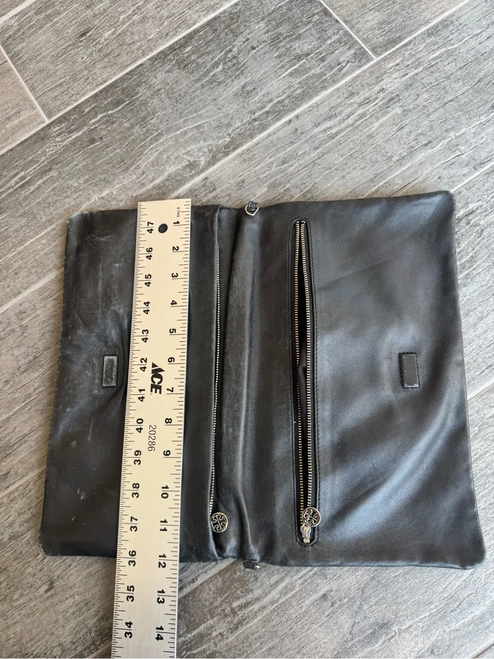 Tory Burch Reva Croc Embossed Patent Leather Fold over clutch bag
